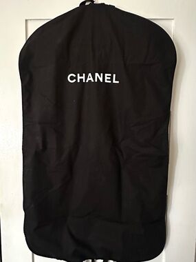 CHANEL Black Garment Bag with White Logo